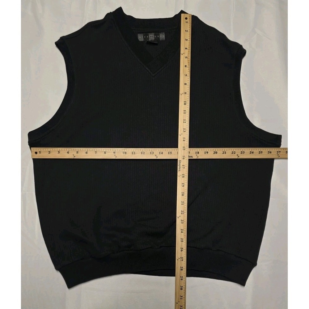 VINTAGE Nike Golf Vest Mens XL Black Ribbed 100% Cotton Logo 90s Y2K - Picture 2 of 7